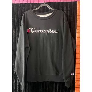 Champion Women’s Large Black Logo Crewneck Sweatshirt Authentic Athleticwear